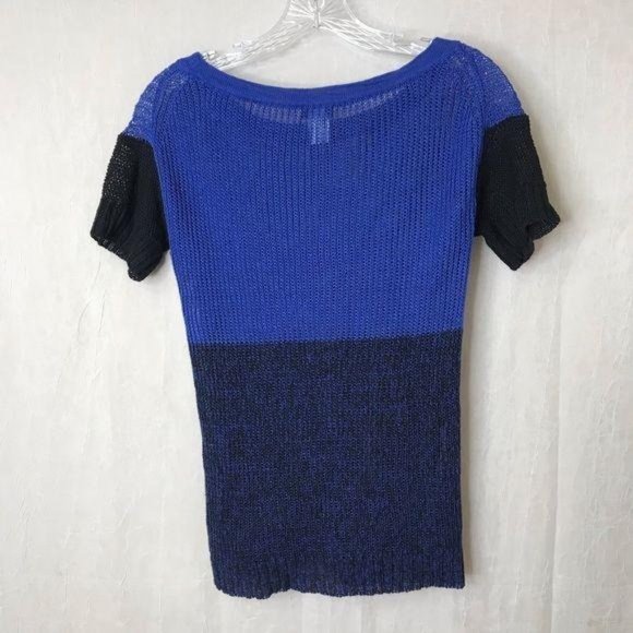 J Crew XXS Blue Color Blocked Linen Knit Top - Picture 2 of 10